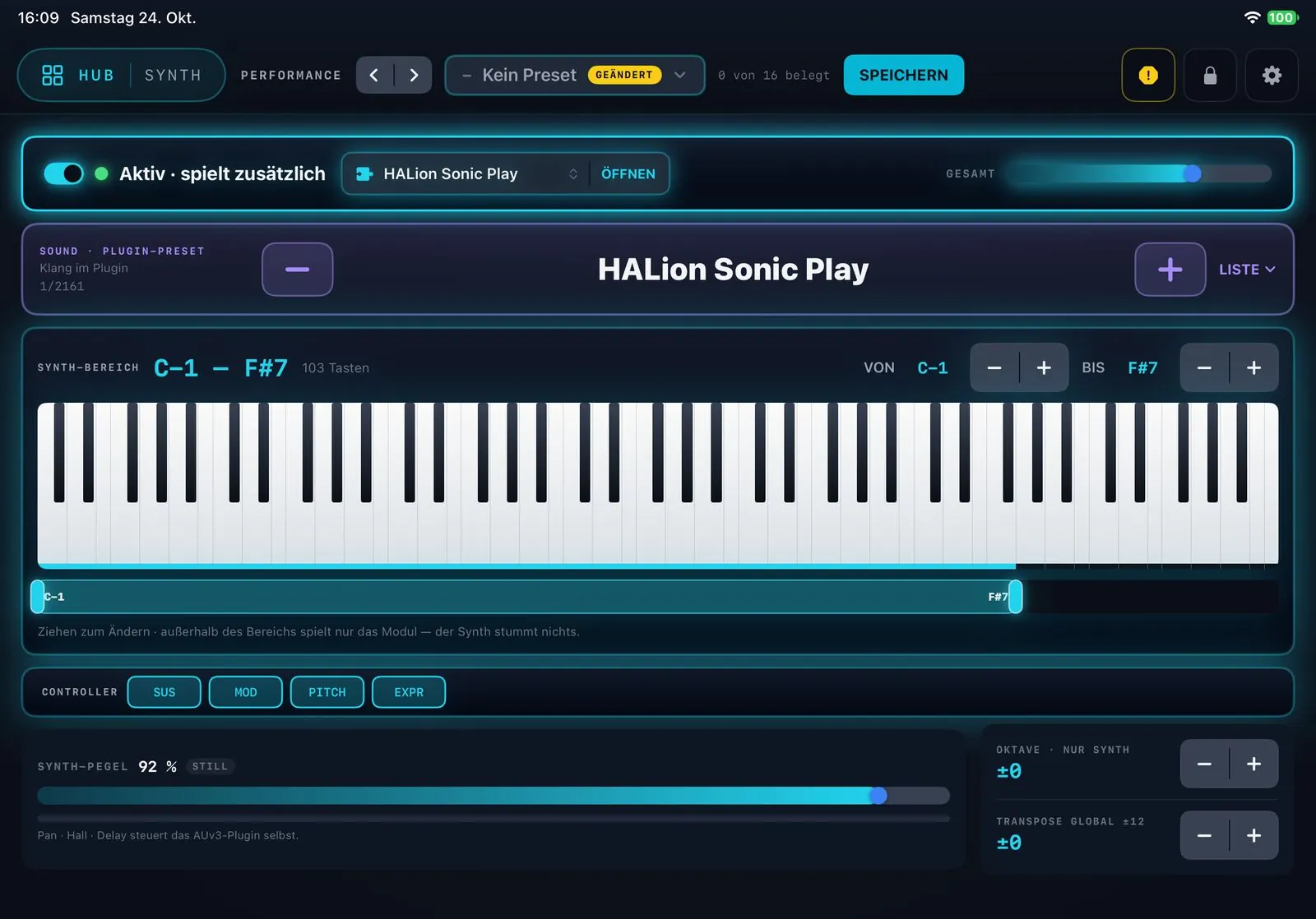 MBMusic PRO.App — Synth mit Instrument-Plug-in